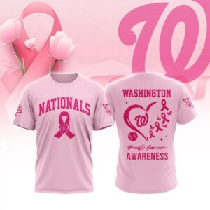 MLB Washington Nationals Special Pink Breast Cancer Awareness 3D T-Shirt