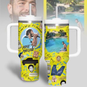 Post Malone Music Pattern Tumbler 40Oz Handle For Fans