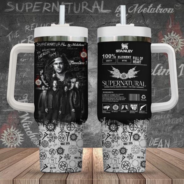 Supernatural TV Series Pattern Tumbler 40Oz Handle For Fans