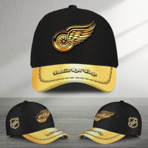 NHL Detroit Red Wings Special Black And Gold Baseball Cap
