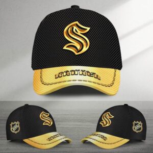 NHL Seattle Kraken Special Black And Gold Baseball Cap